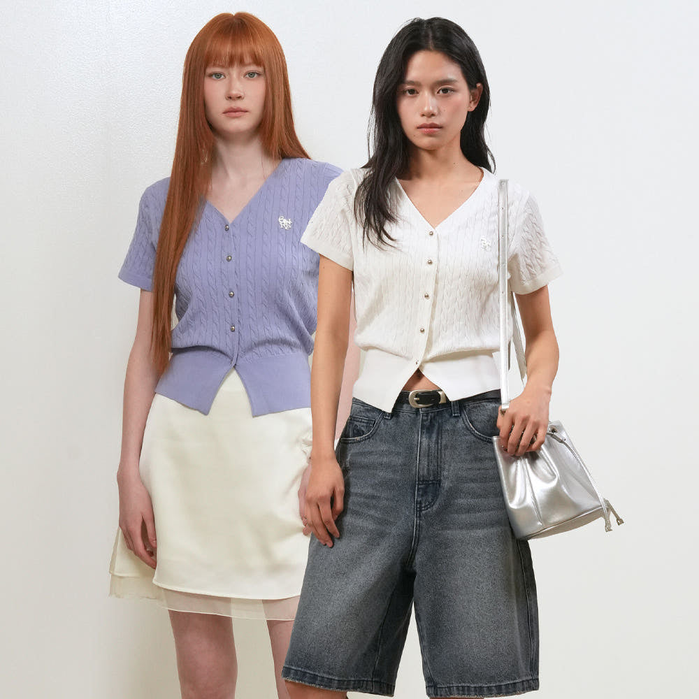 [제너럴아이디어 WOMAN] 브이넥 케이블 하프 가디건