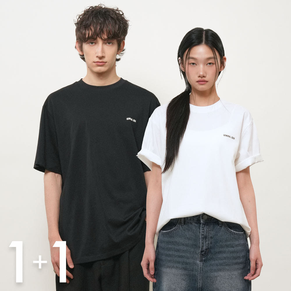 [제너럴아이디어 [1+1] UNISEX 온도컷 쿨링 로고 반팔 티셔츠